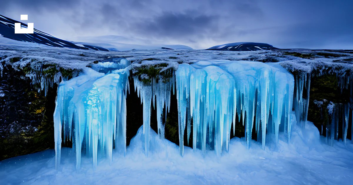 Source Splash Snow Image A group of waterfalls in a snowy place photo – Free Nature Image on ...