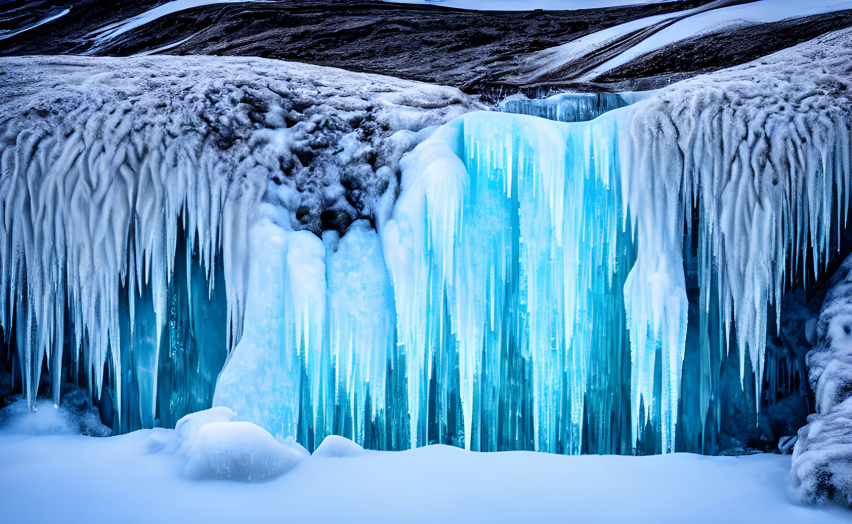 Una cascada congelada con carámbanos en ella por la noche foto – Imagen de  Luz de la luna gratuita en Unsplash, image size:3000x1846