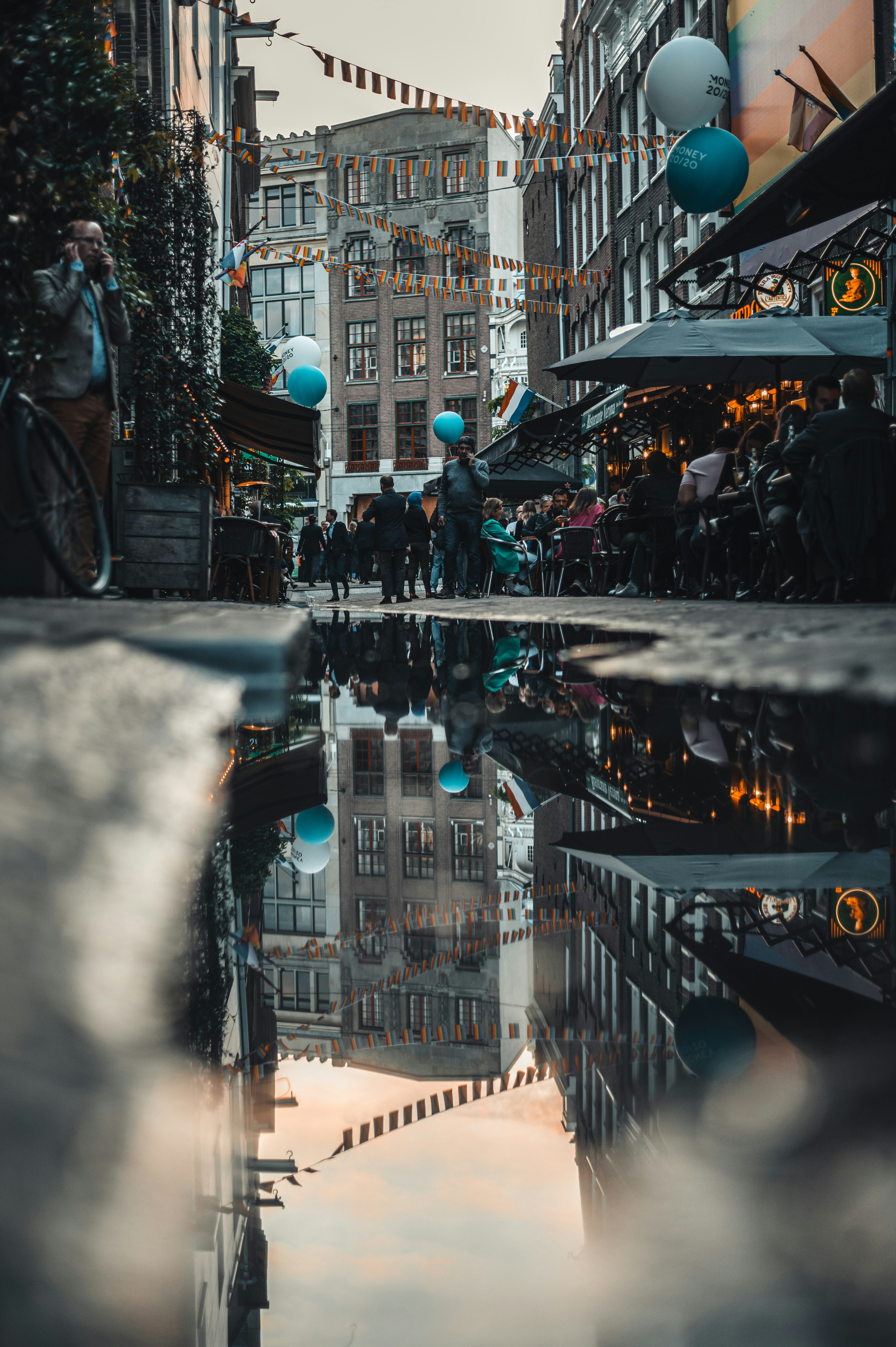 a group of people on a street
