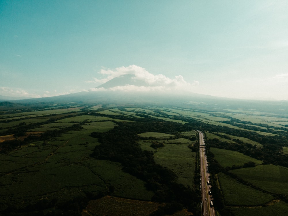 a road going through a valley