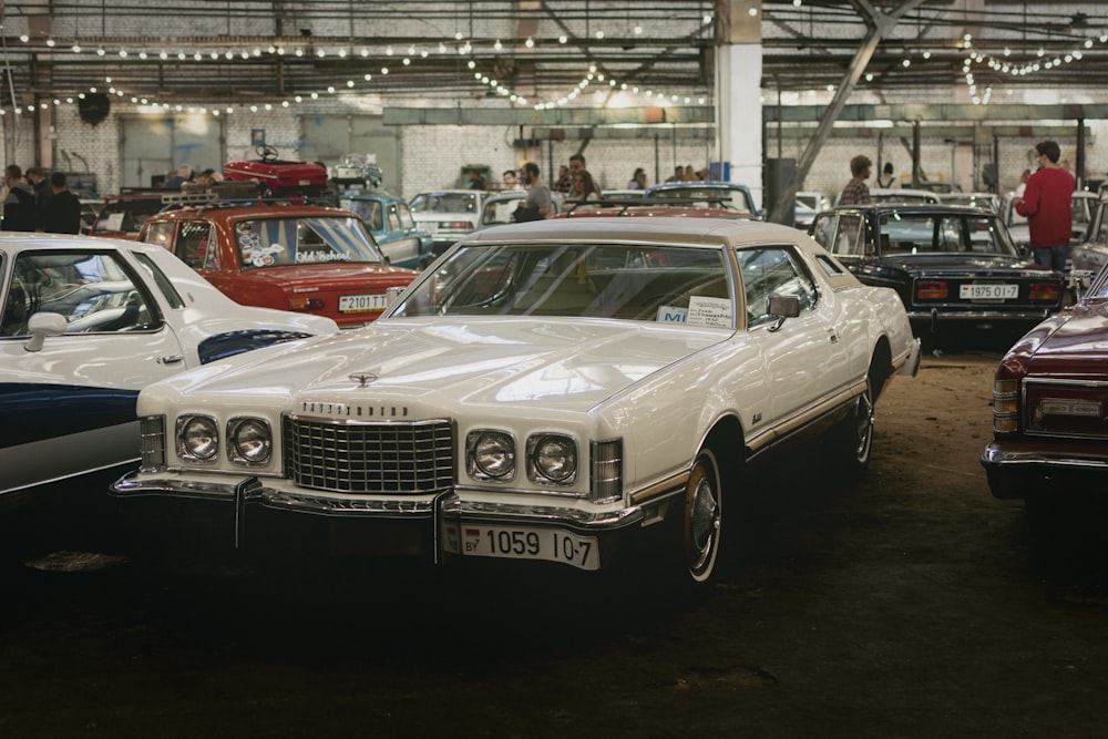 eine Gruppe von Autos, die im Walter P. Chrysler Museum geparkt sind
