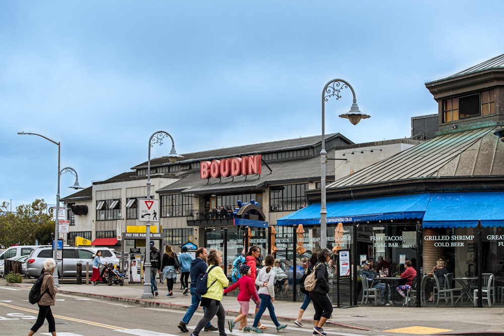 people walking on a street