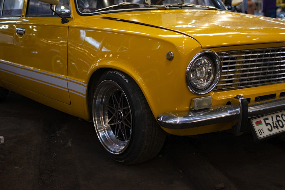 a yellow car parked