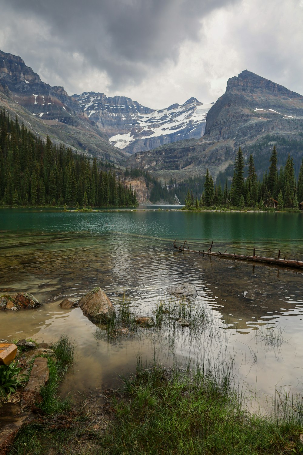 a lake surrounded by mountains