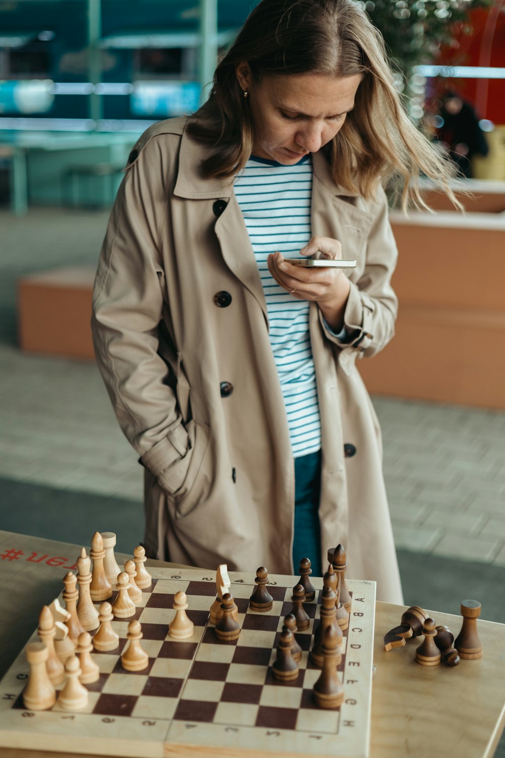 a woman playing chess