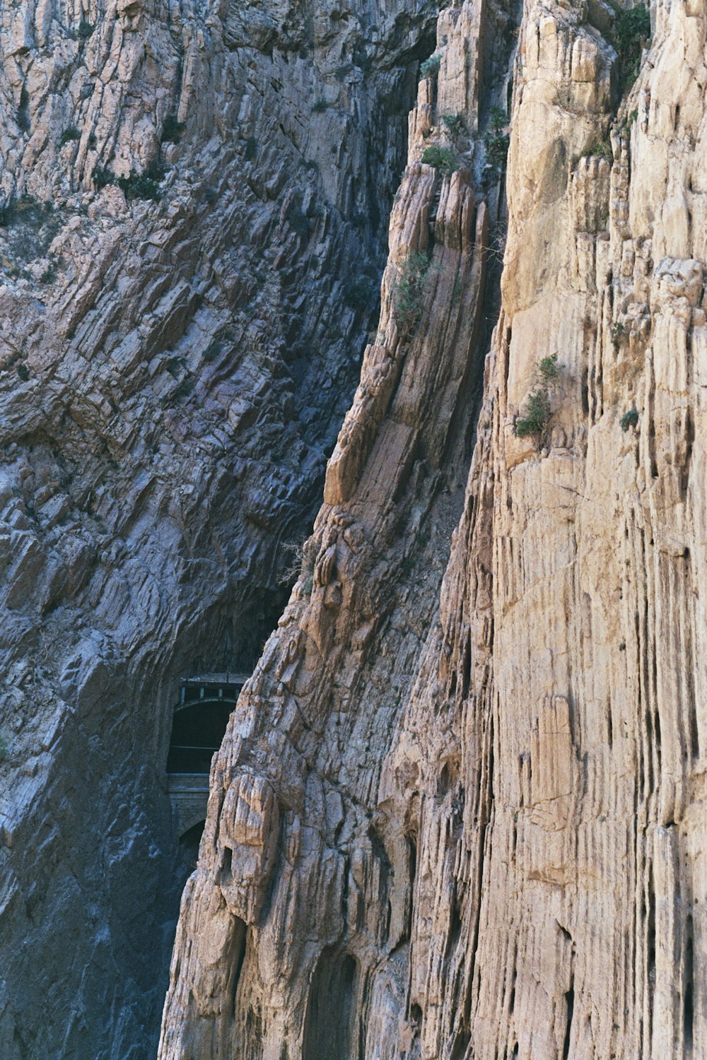 a large rock cliff