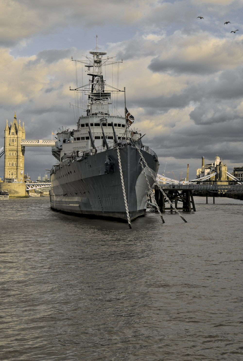 a large ship in the water