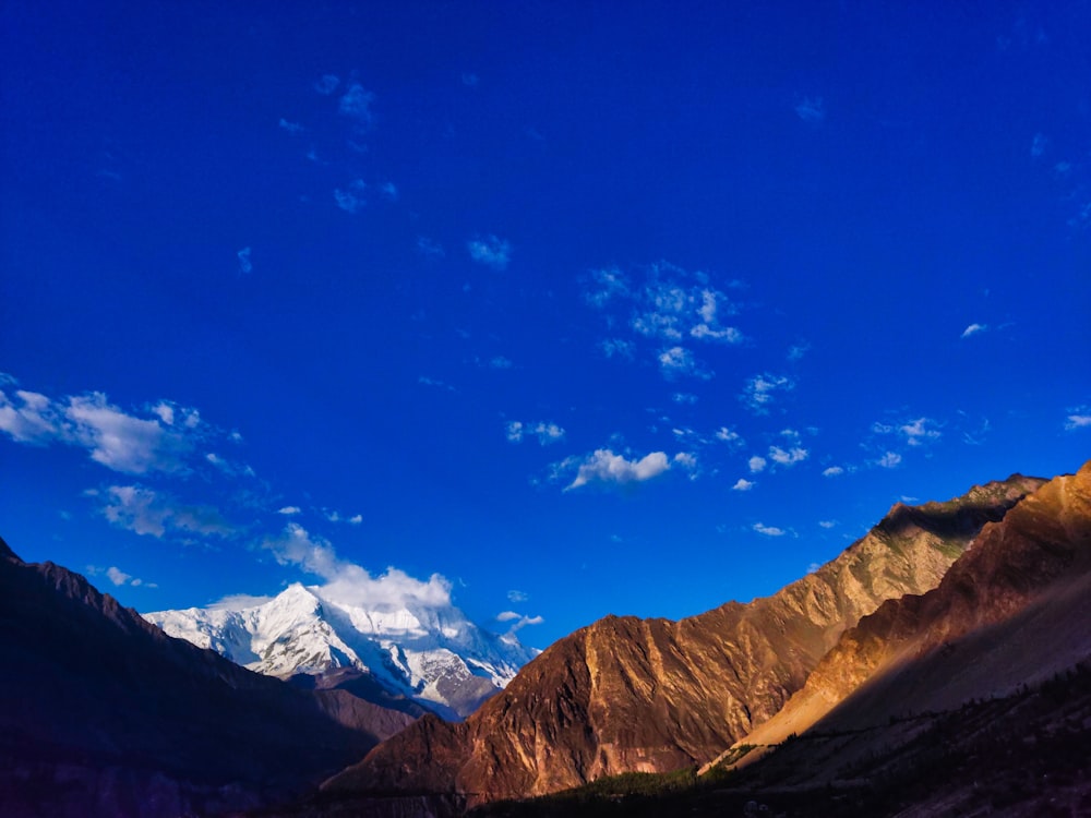 a mountain range with snow