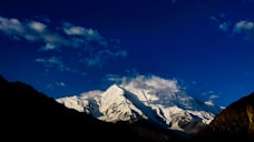 a mountain range with clouds
