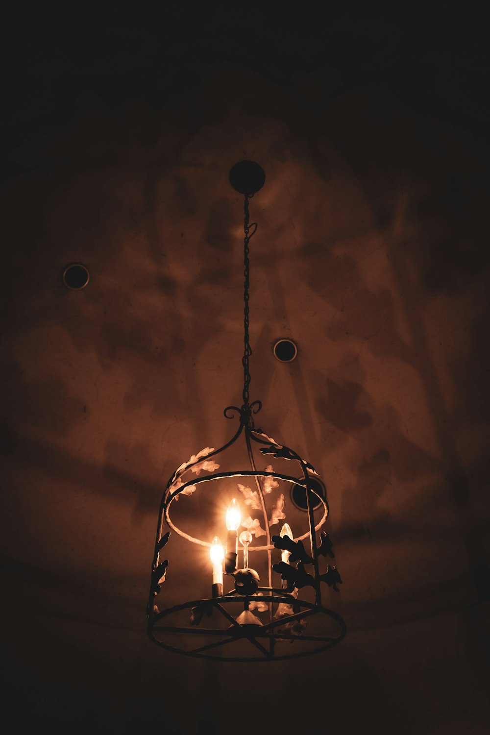 a light fixture with a light from it