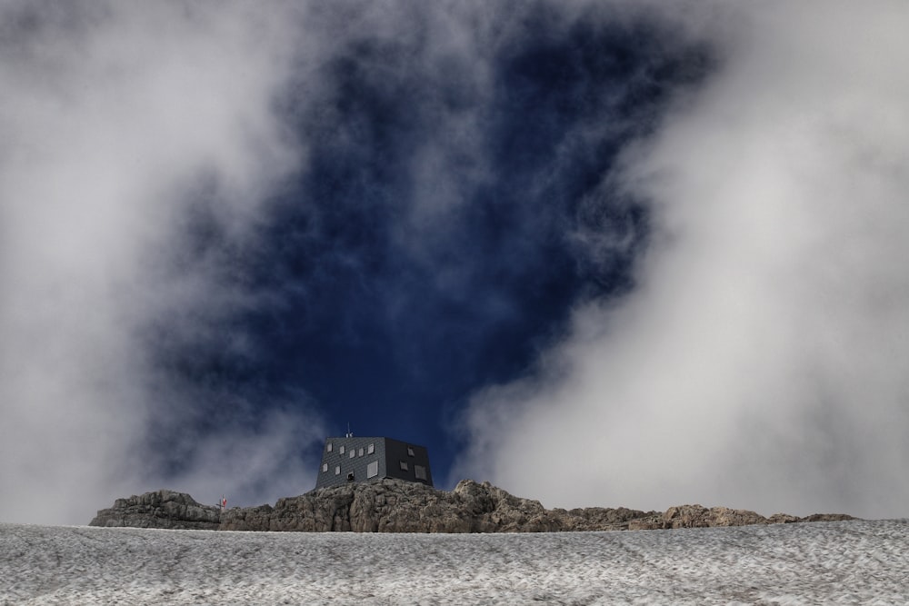 a building on a rocky island