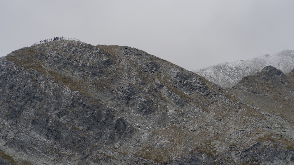 a group of people on a mountain