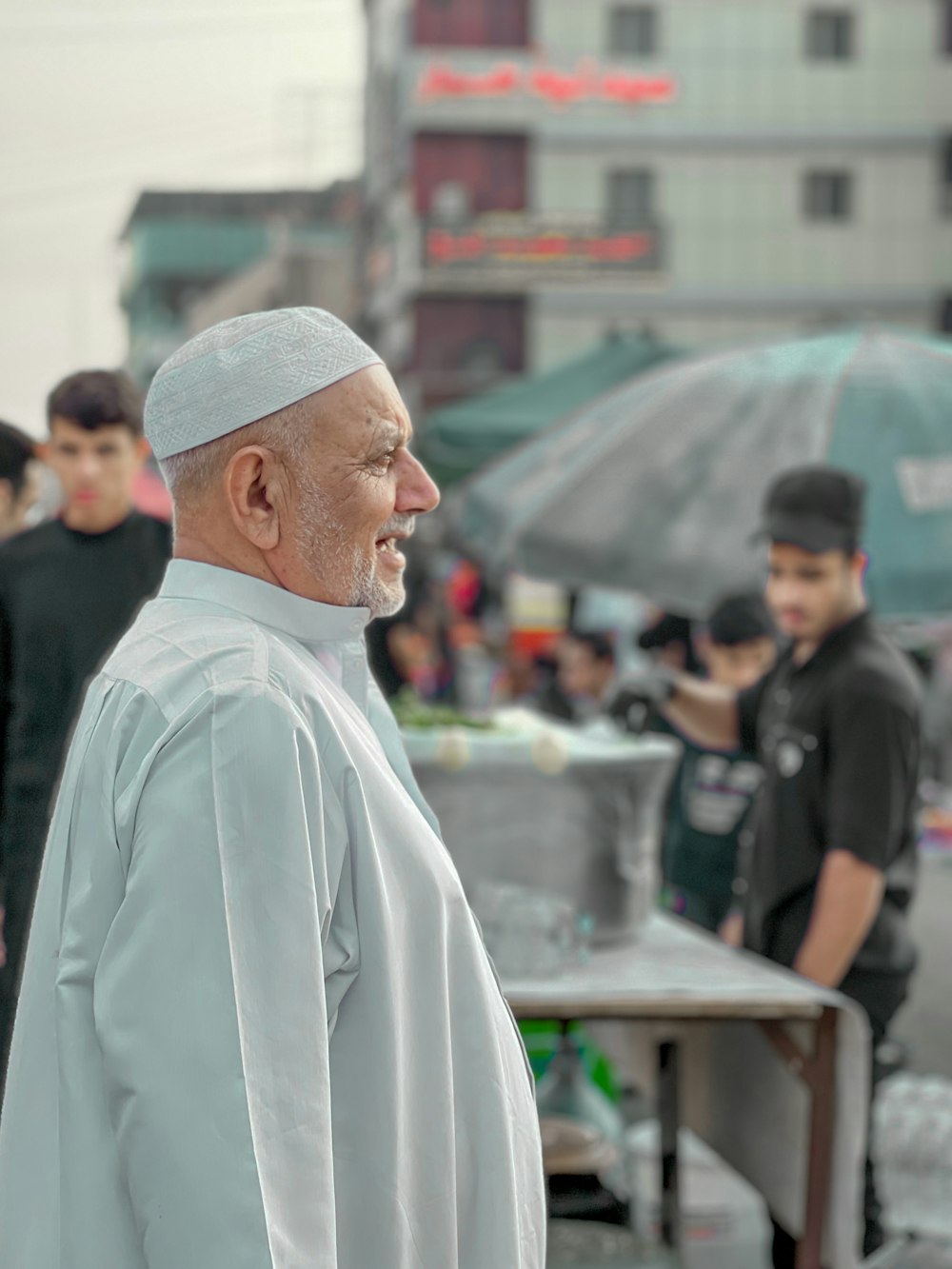 a man in a white robe