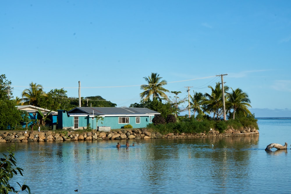 a house on a rocky island