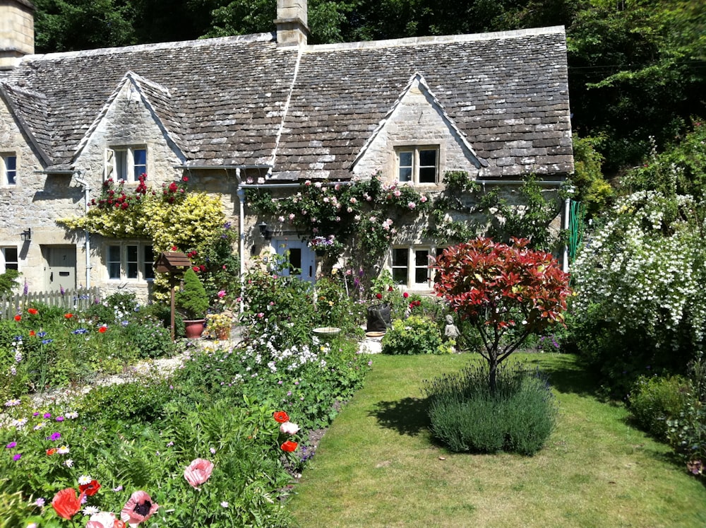 a house with a garden in front of it