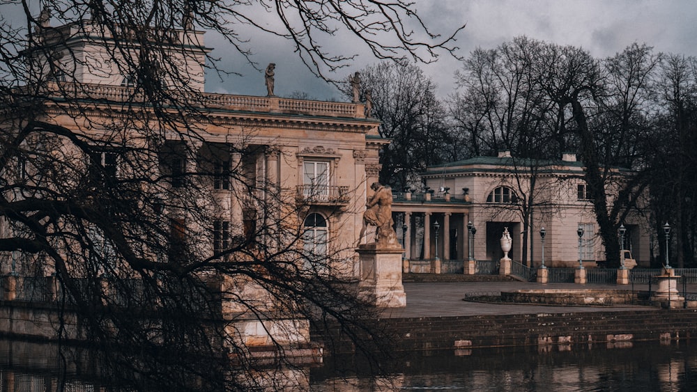 a building with a fountain in front