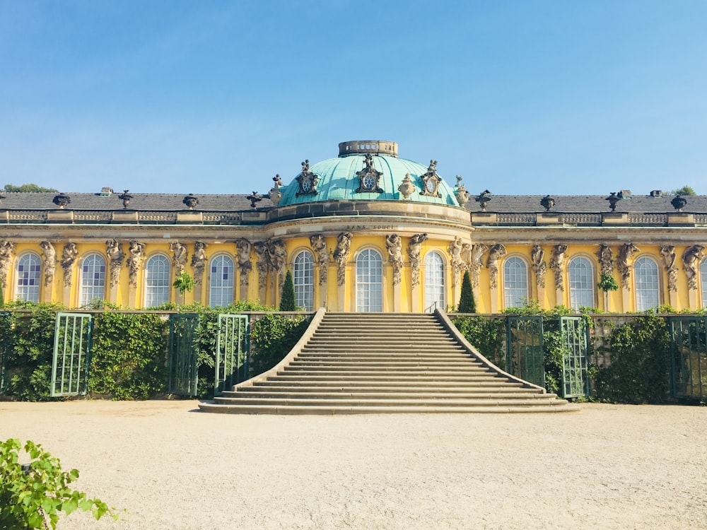 Sanssouci with stairs and statues