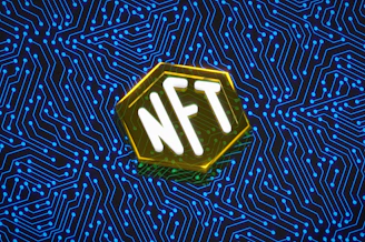 A sleek digital artwork representing a custom NFT creation process with futuristic elements