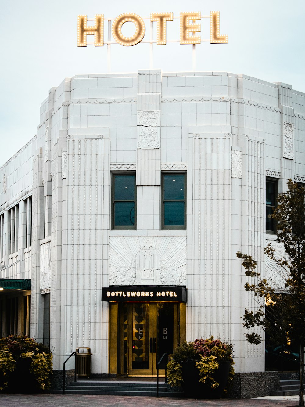 a building with a sign on it