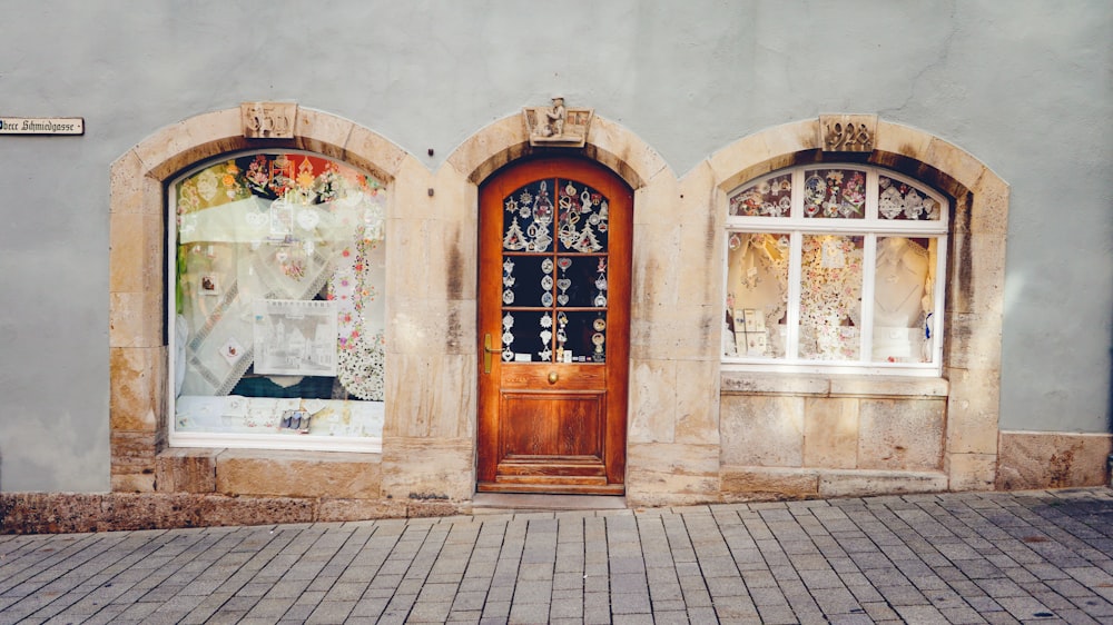 a couple of doors with paintings on them