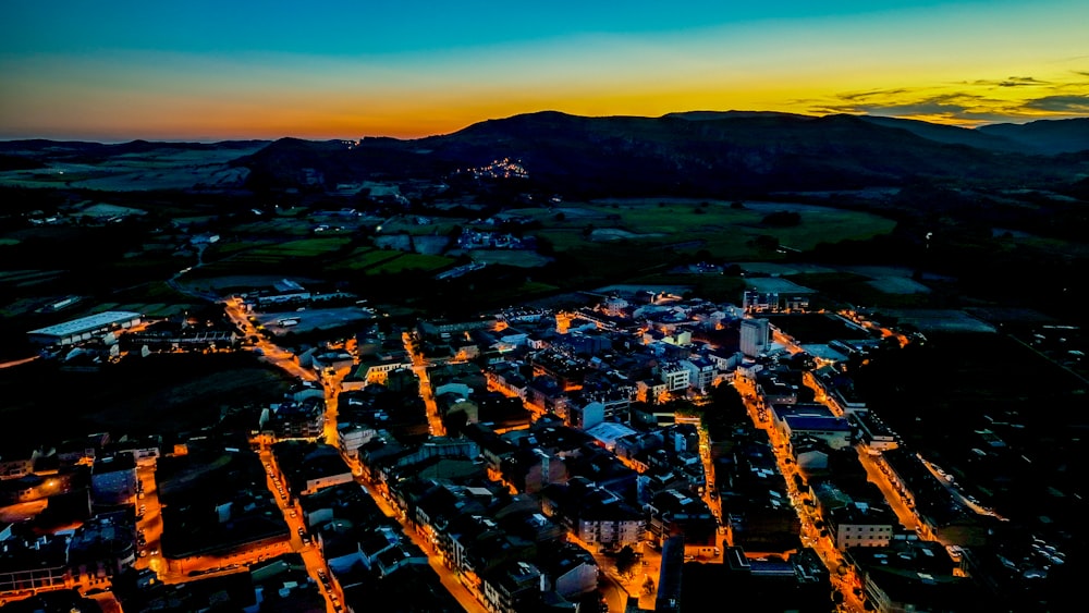 a city with lights at night