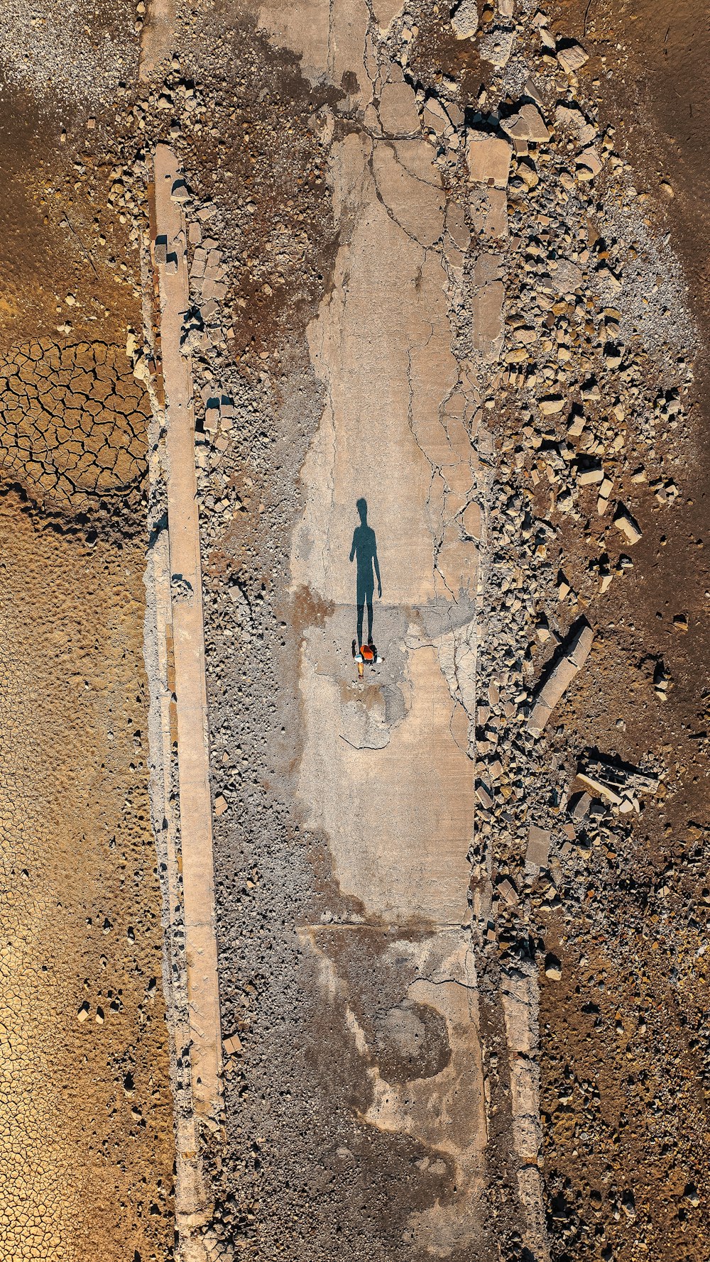 a person walking on a road