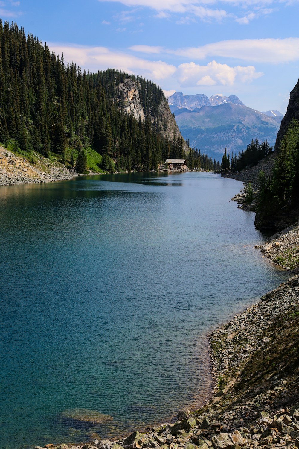 a lake surrounded by mountains