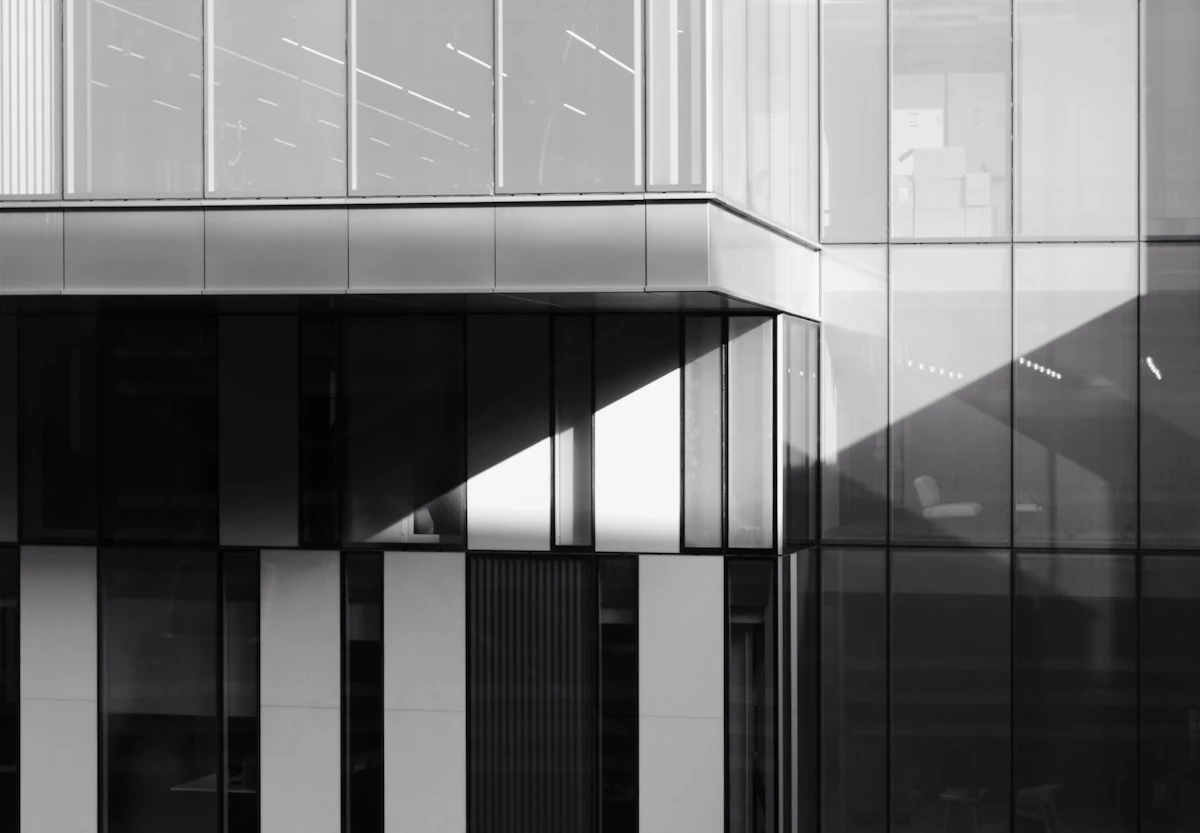 Geometric glass architecture photographed in Seoul, South Korea