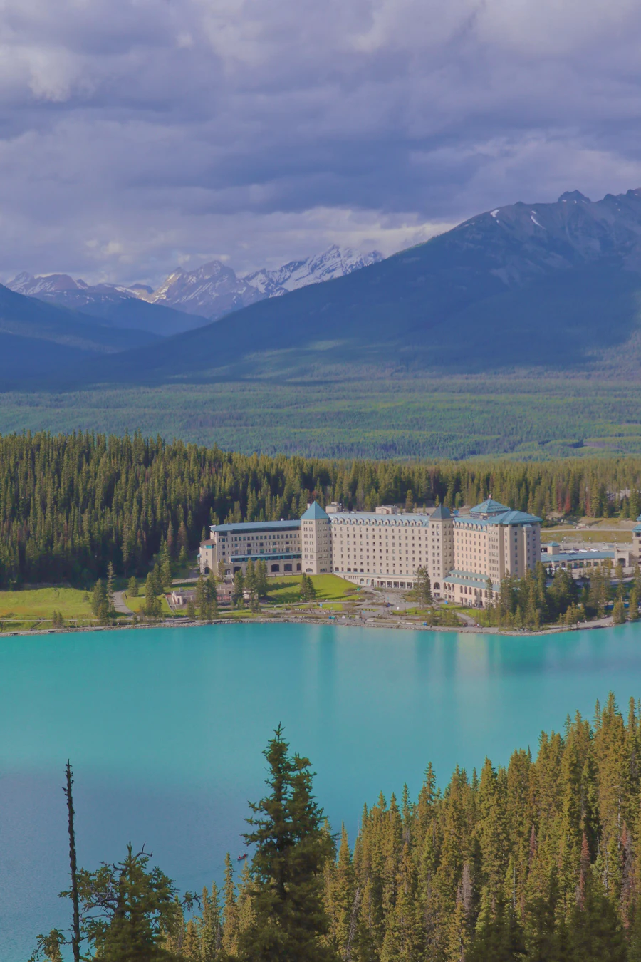 Lake Louise and alpine mountains in Banff National Park, Canada