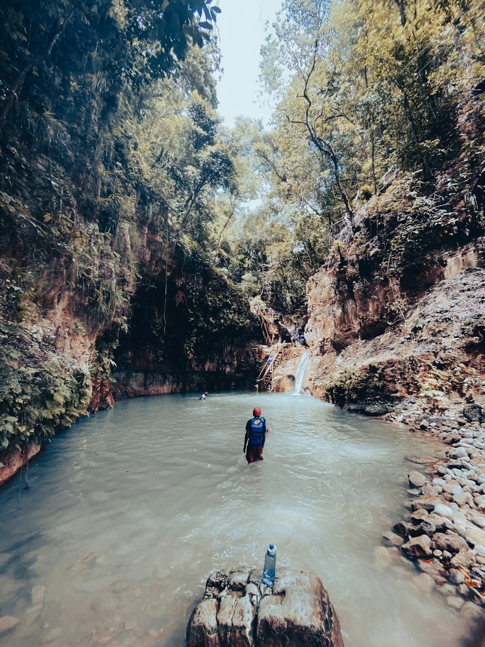 a person standing in a river