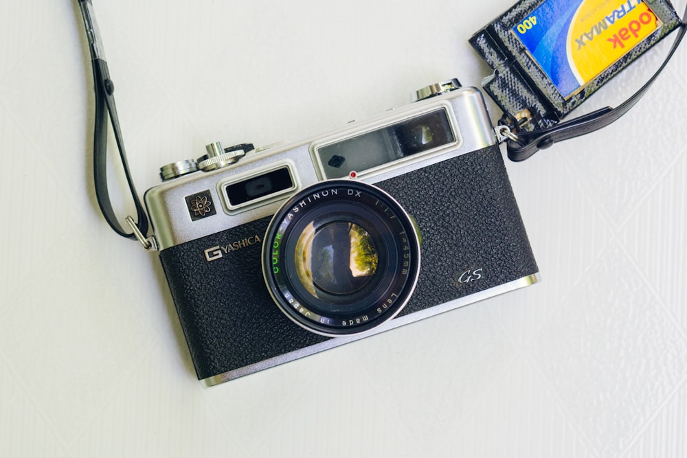 a black and silver camera