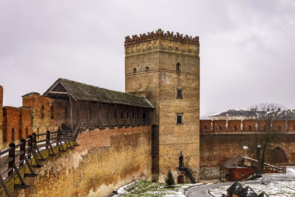 a stone castle with stairs