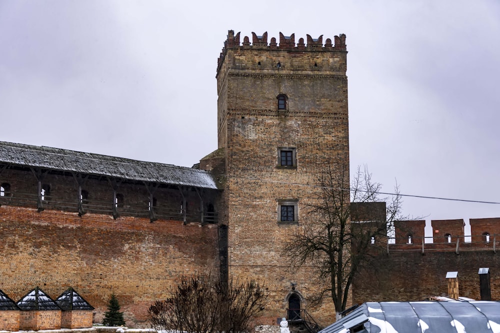 a brick building with a tower