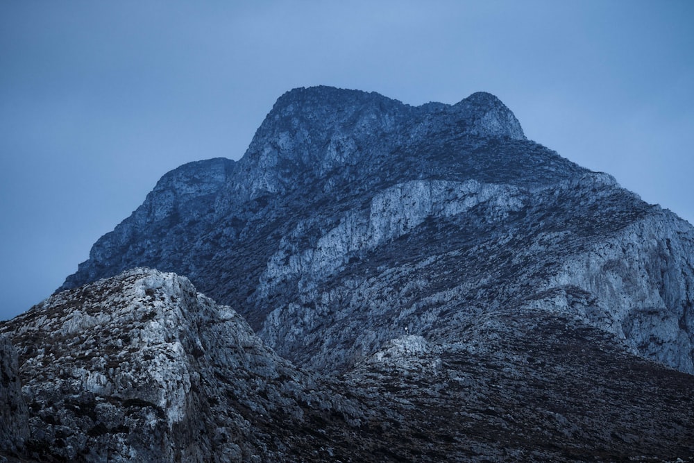 a mountain with snow