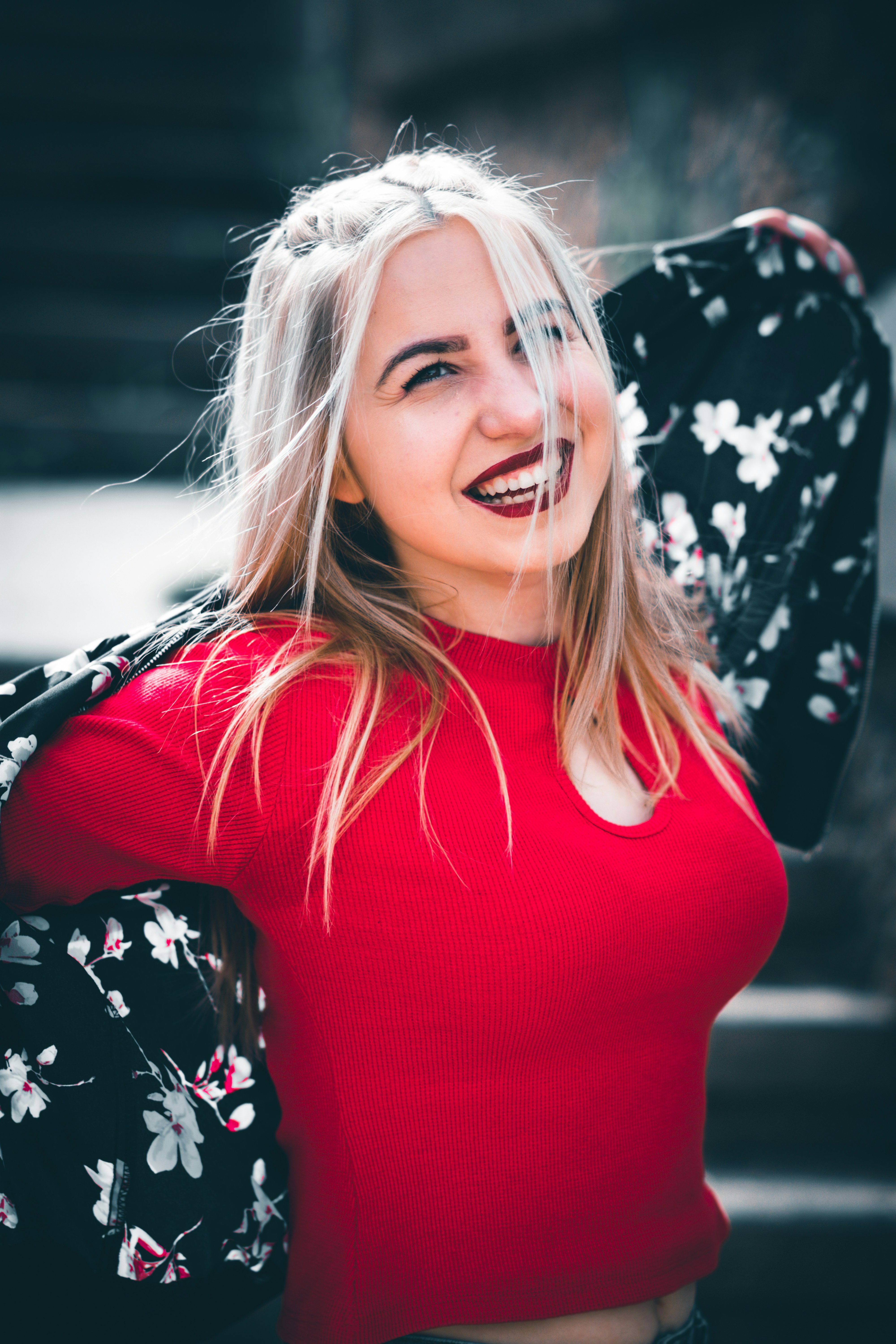 a woman with blonde hair