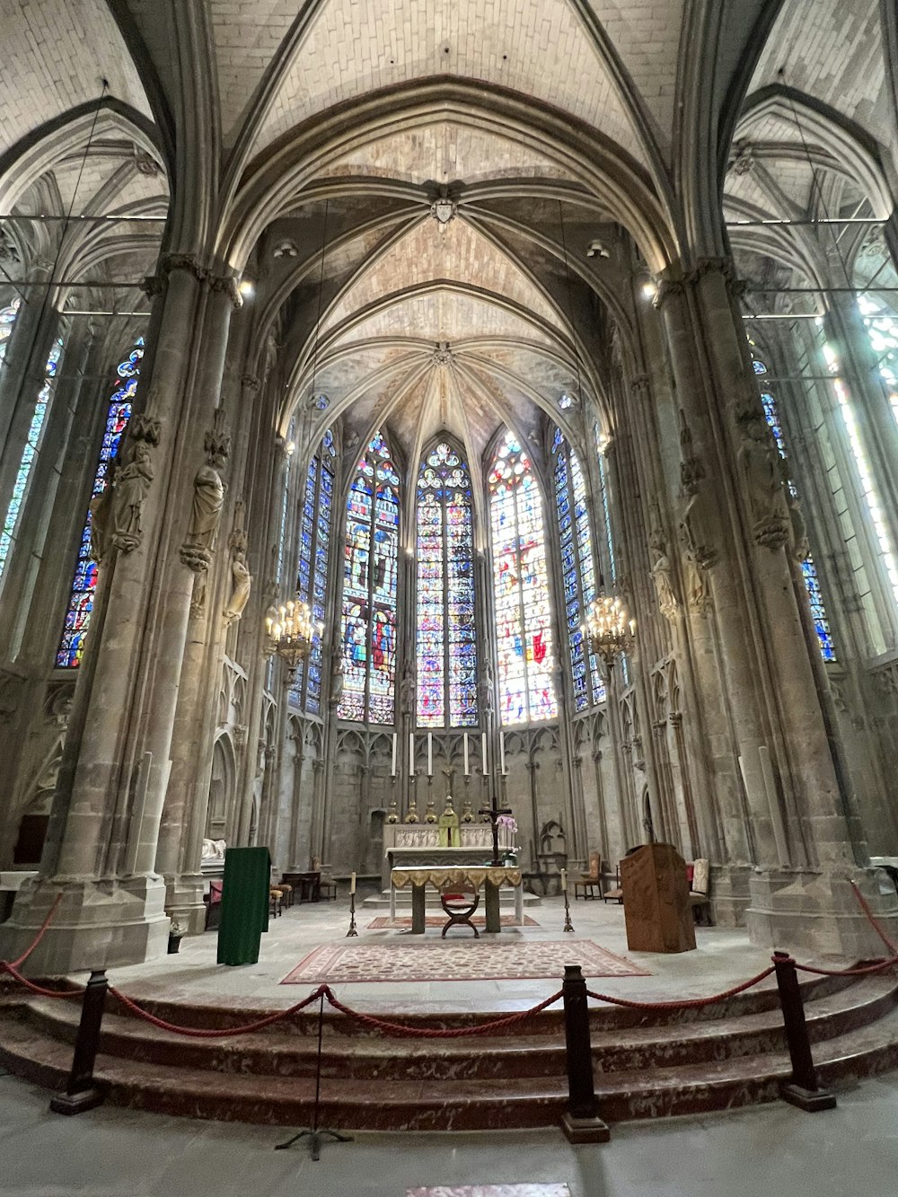 a large cathedral with stained glass windows