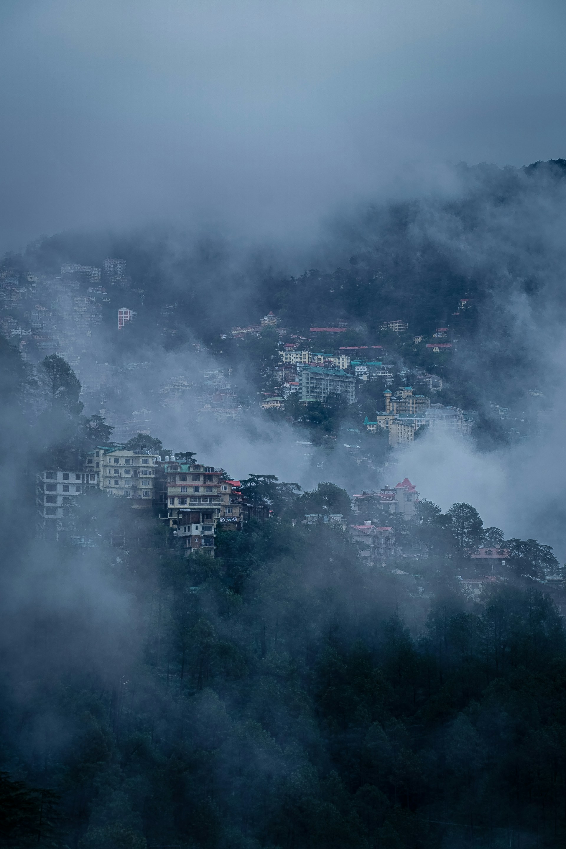 a city in the fog