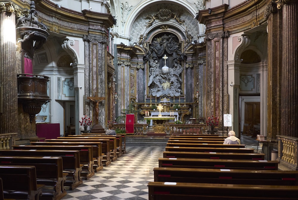 a person sitting in a church