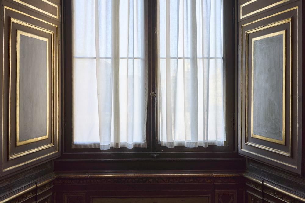 a window with curtains