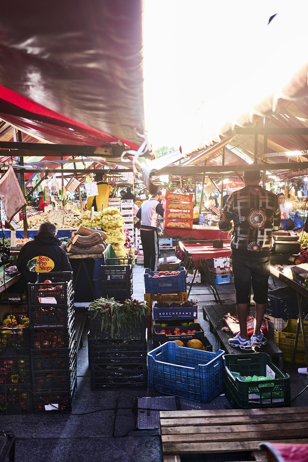 people shopping at a market