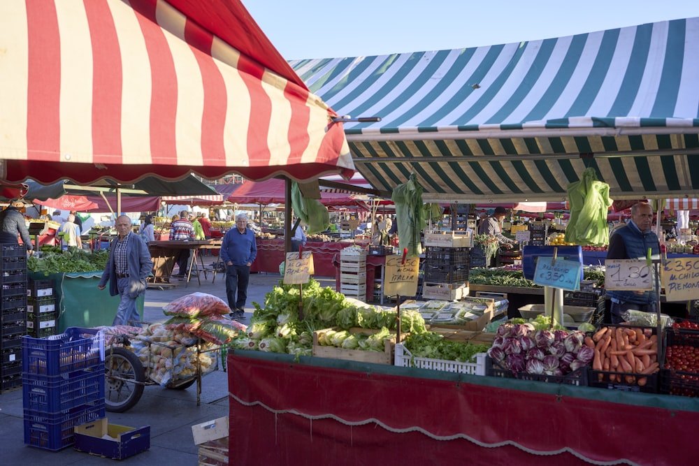 a market with fruits and vegetables