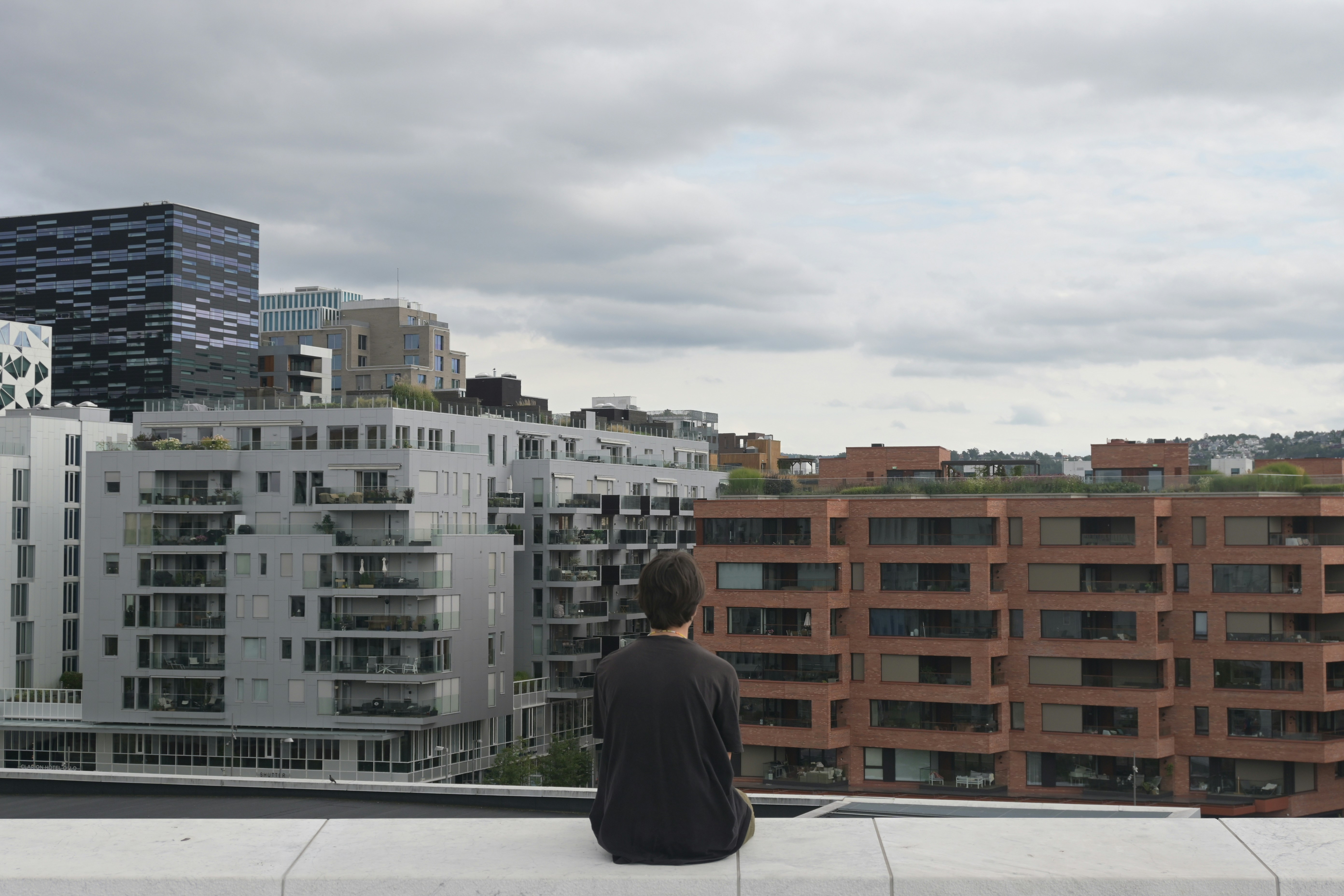 a person standing in front of a building