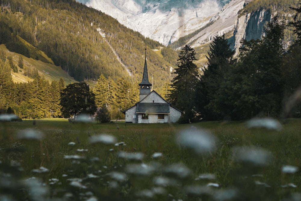 a small church on a hill