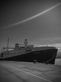 a large ship on a dock
