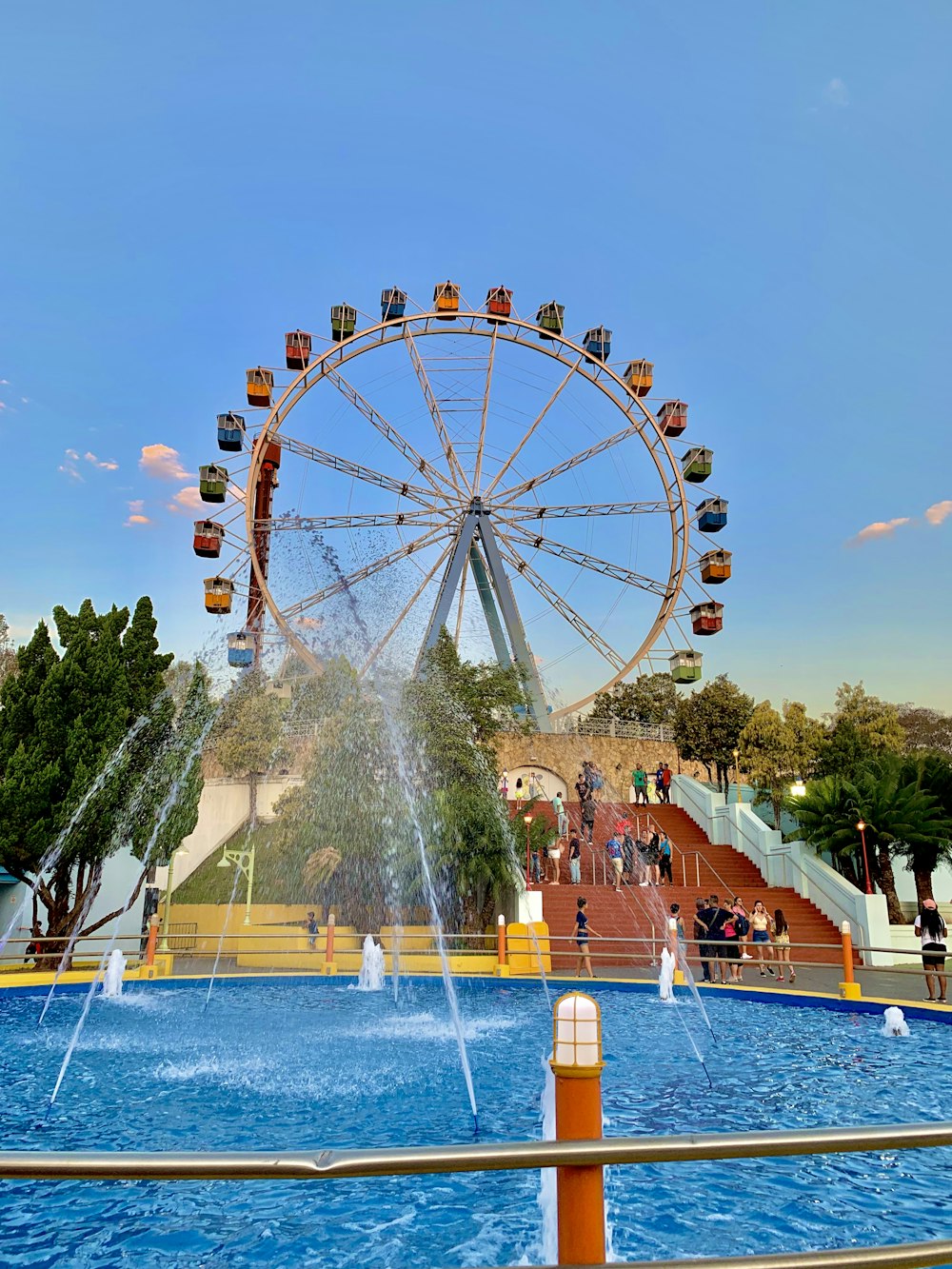 a water park with a ferris wheel
