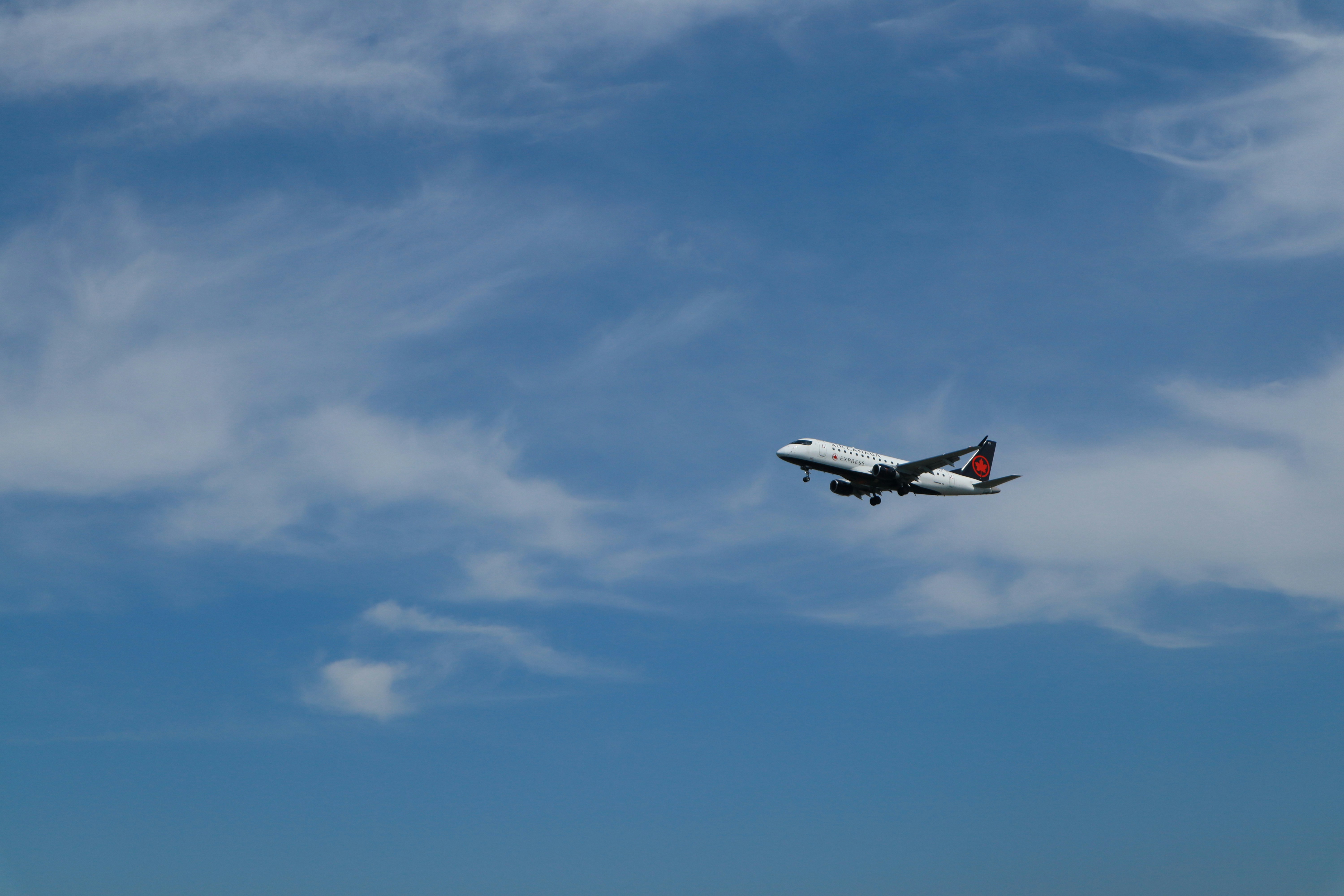 an airplane flying in the sky