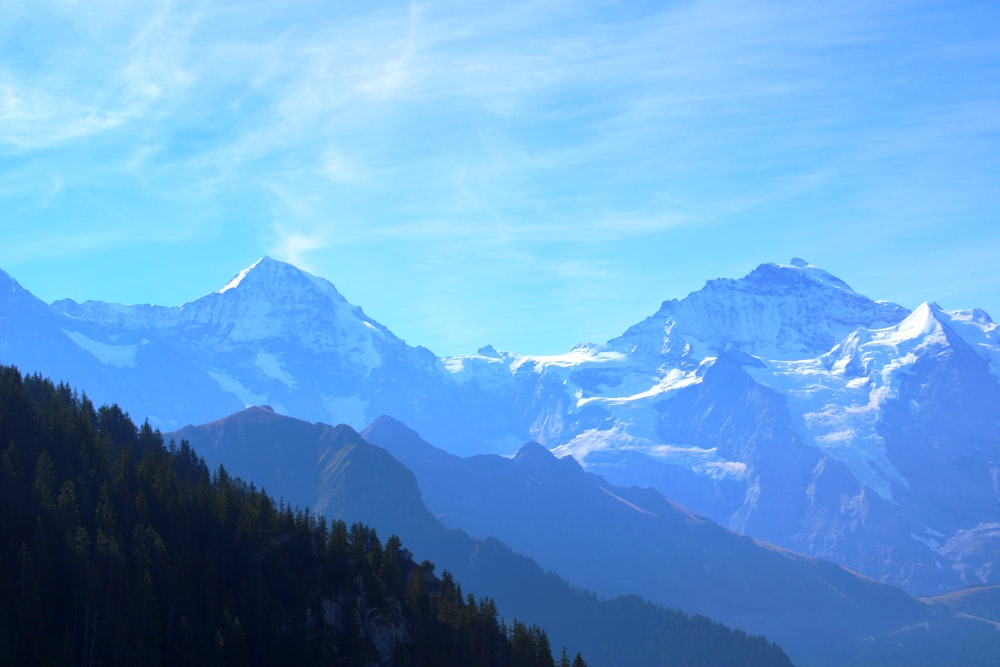 a mountain range with snow