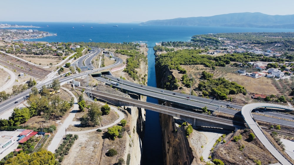 a highway with a bridge over it