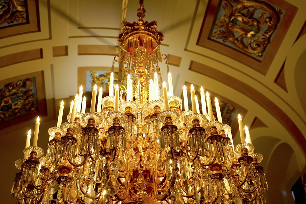 a chandelier with many candles