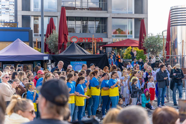 a group of people in a parade